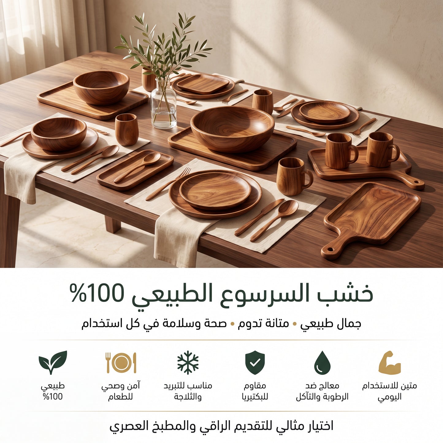 وعاء متوسط من خشب السرسوع الطبيعي 20× 8 سم