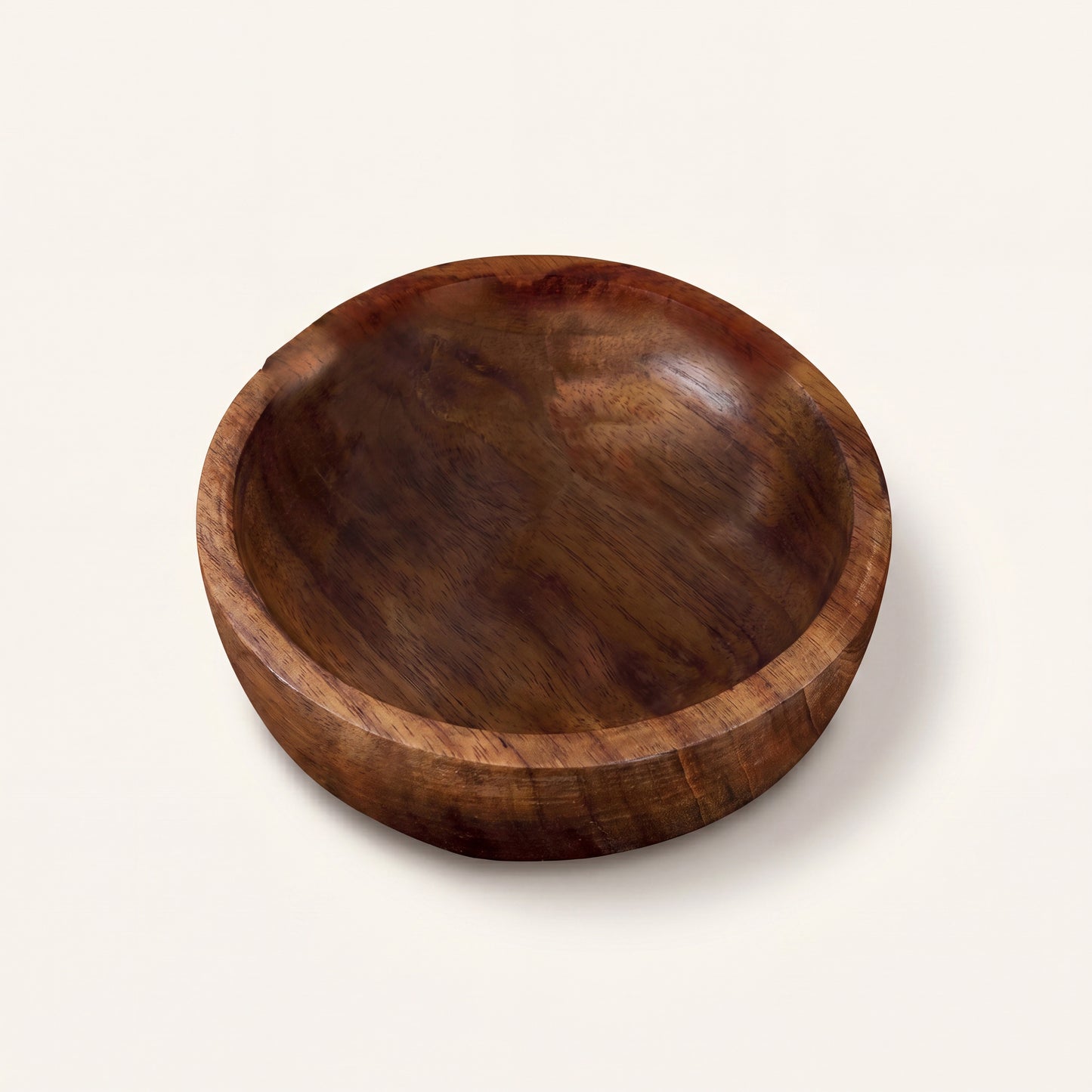 طبق عميق دائري صغير من خشب السرسوع الطبيعي 15 × 4 سم